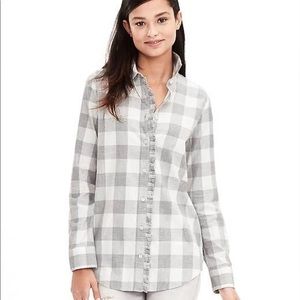 Banana Republic Plaid Ruffle Flannel Button Down